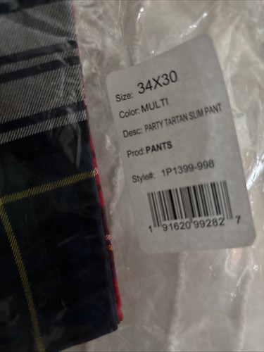 Vineyard Vines 34x30 Red Green Blue Blackwatch Tartan Party Plaid Pants Golf NWT - Picture 3 of 4