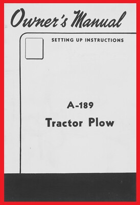 International IH McCormick Farmall Super A-189 2 Way Moldboard Plow 100 130 140