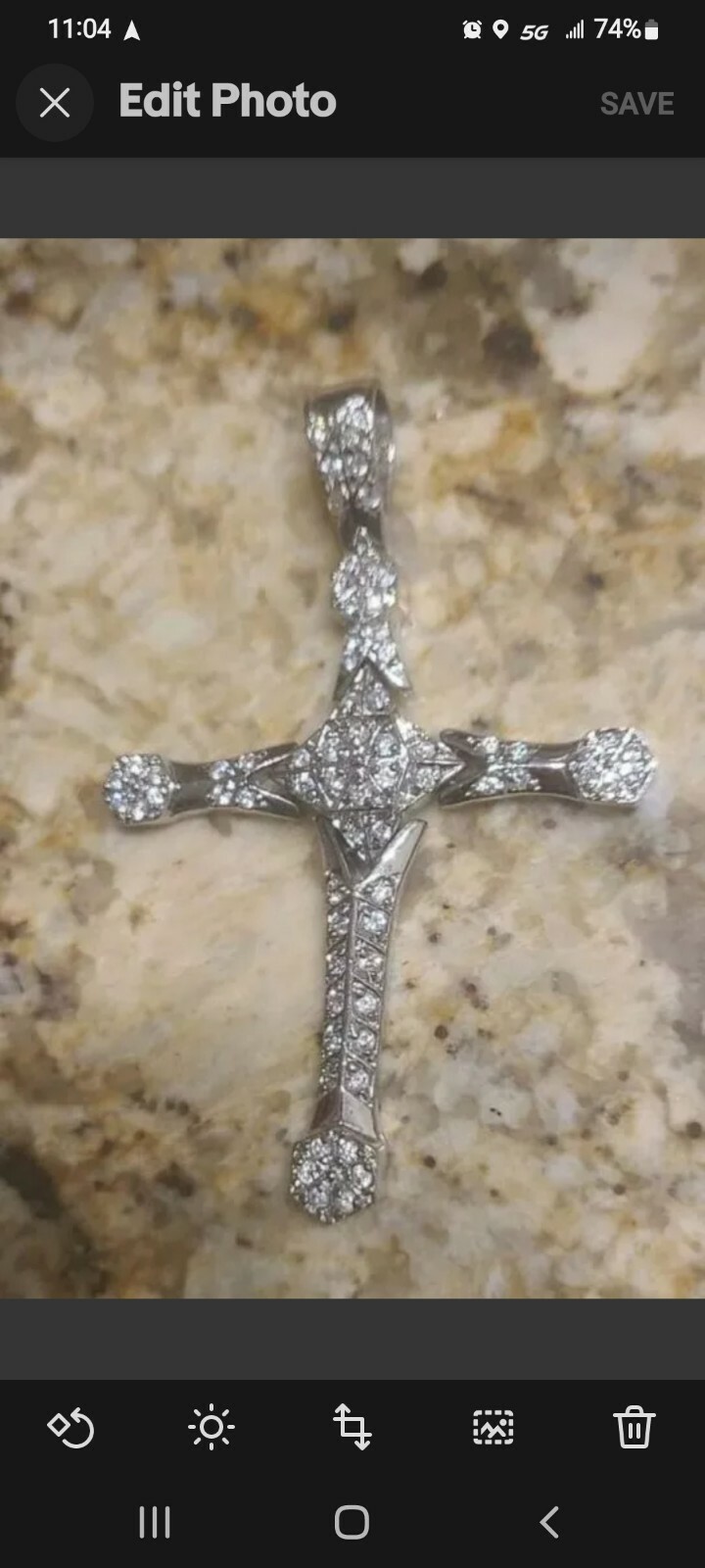 Silver Bone Cross Gem