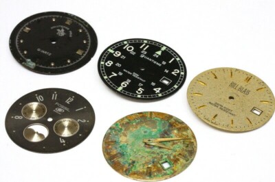 Lot of five mixed brands dials tro restore, 1 x Japan                      -6049