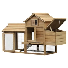 59" Wooden Outdoor Hen House Chicken Coop Poultry Cage Enclosure Hutch with Run