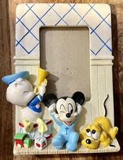 Vintage Baby Mickey Pluto, Donald Duck Nursery Picture Photo Frame Disney Adorbs
