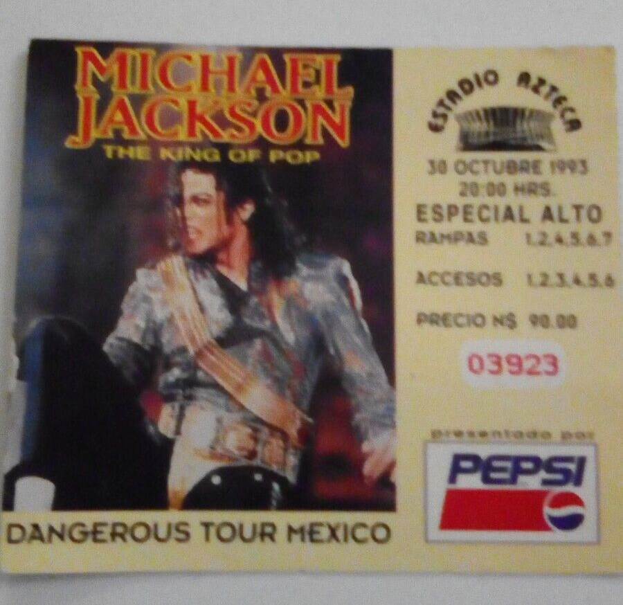MICHAEL JACKSON 1993 30TH OCT MEXICO DANGEROUS WORLD TOUR TICKET