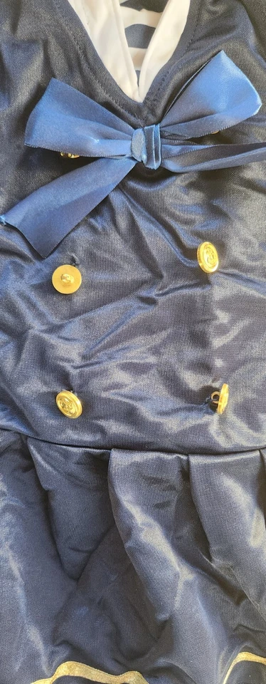 Sailor девочек S (4-6) Хэллоуин костюм Shipmate милашка платье шляпа темно-синий белое золото - Изображение 2 из 3