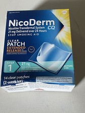 NicoDerm CQ Step 1 Clear Patch 21mg 2-week kit Exp. 04/2028