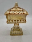 Vtg Jeannette Marigold Carnival Small Wedding Box/Candy Dish 6.5" H