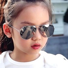Colorful Mirror Metal Frame Sunglasses Children Fashion Accessory Eyewear 1pc