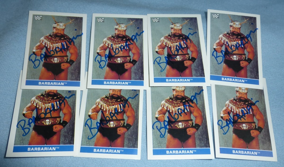 Barbarian Signed 1991 EuroFlash WWF Superstars Stickers Card #87