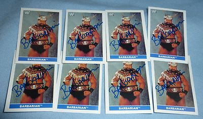 Barbarian Signed 1991 EuroFlash WWF Superstars Stickers Card #87