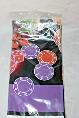 NEW IN PACKAGE CASINO  TABLECOVER 54'' X 102'' HALL MARK   PARTY SUPPLIES