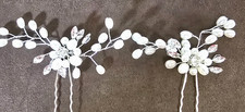 Hairpin Set 2 Faux Pearls and Crystals Wedding Formal 3"