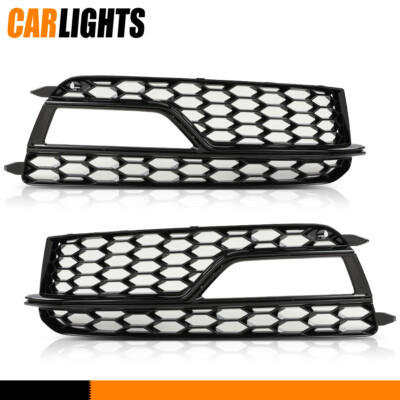 Fit For S-Line S5 Pair Front Bumper Fog Light Grilles Cover Trim 13-16 Audi A5