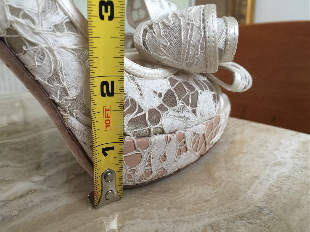 Valentino Bow Ribbon Shoes High Heels Platform Leather White Valentino Bow Ribbon Shoes High Heels Platform Leather White