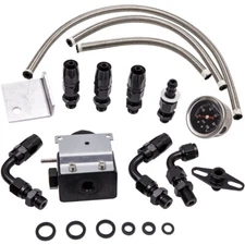 Adjustable Fuel Pressure Regulator Kit Gas / Oil 0-100psi Gauge 6-AN fitting end