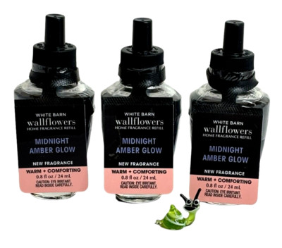 Bath & Body Works Midnight Amber Glow Wallflowers Fragrance Bulbs x 3