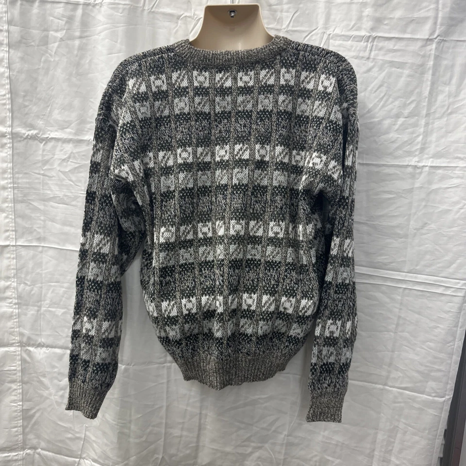 Vintage Basic Editions Textured Beige Sweater Size L Crew Neck Geometric - Image 3 of 4