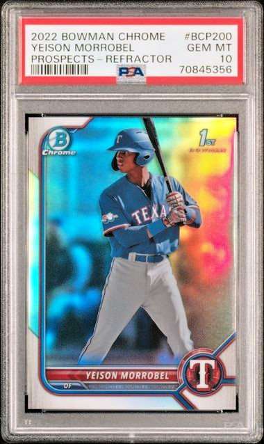 YEISON MORROBEL 2022 Bowman Chrome 1st REFRACTOR PSA 10 Gem Mint SP /499 Rangers