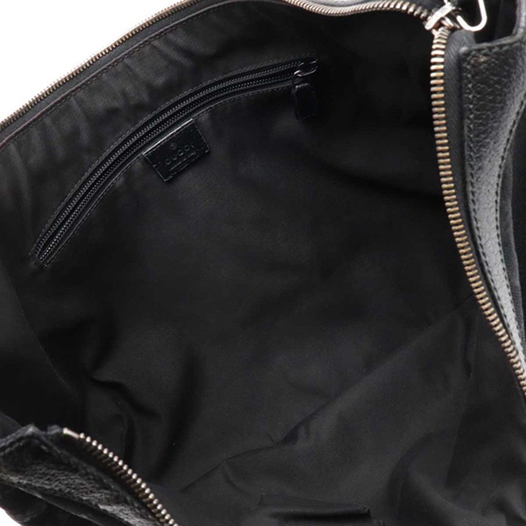 GUCCI GG Canvas Shoulder Bag Crossbody Black Leather Silver Hardware Used thumbnail 6