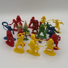 Vintage Set of 22 Plastic Cowboys  Indians Toys that Stand Up