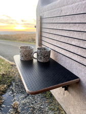 Folding Campervan Table Shelf, Black Hexa Birch ply folding brackets Motorhome