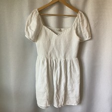 American Eagle Eyelet Puff-Sleeve Mini Dress Large White