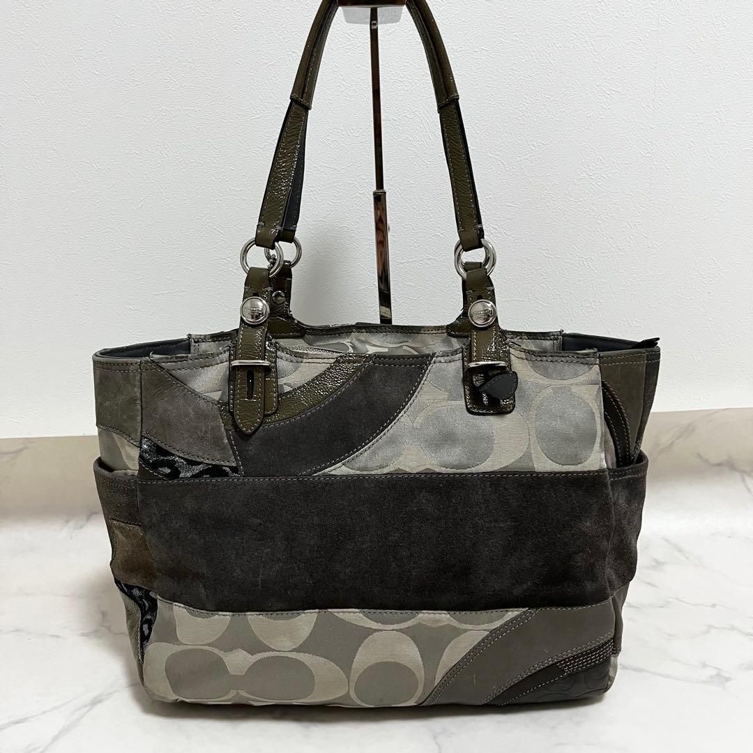Good Condition Coach Patchwork Tote Bag Signature… - image 3
