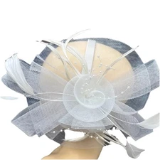 White hair clip lace and feathers {E}