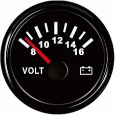52mm Voltmeters Voltage Meters Universal Voltage Gauges Waterproof 8-16V Black