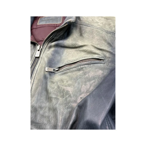 Milestone Lamb Nappa Leather Jacket Washed Navy Blue 2000s XXS image 8
