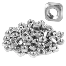 Pack of 100 M3 Square Nuts, 304 Stainless Steel Metric Coarse Thread Silver 