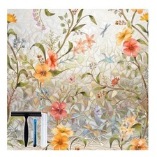 Fashionable Floral Static Cling Window Film - 17.5 x 78.7 inches for Privacy