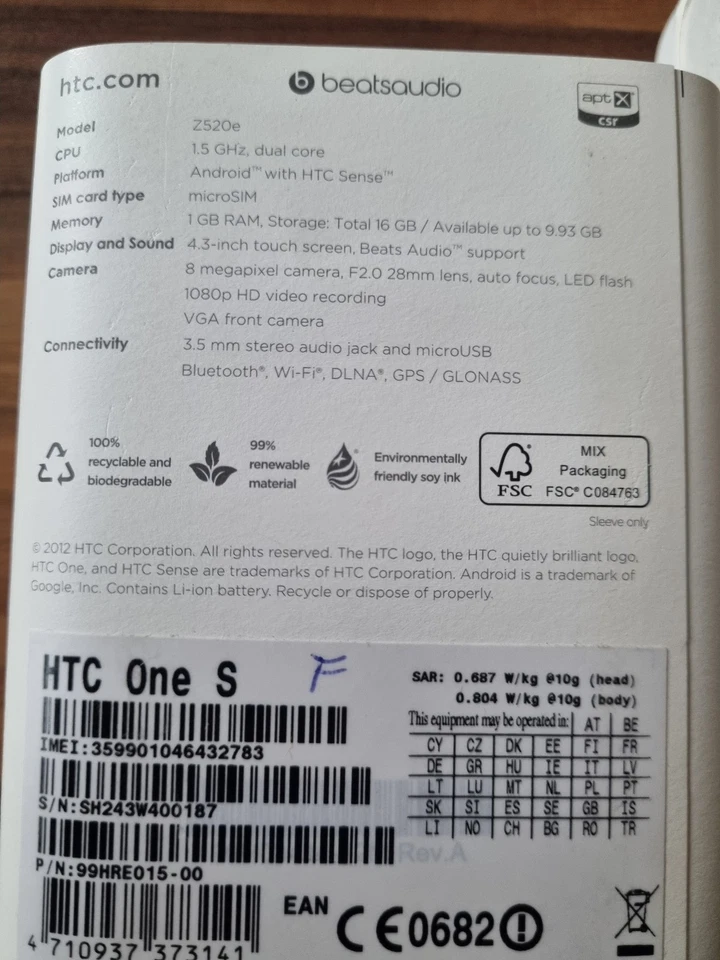 HTC  One S - 16GB - Schwarz (Ohne Simlock) Smartphone - Bild 4 von 4