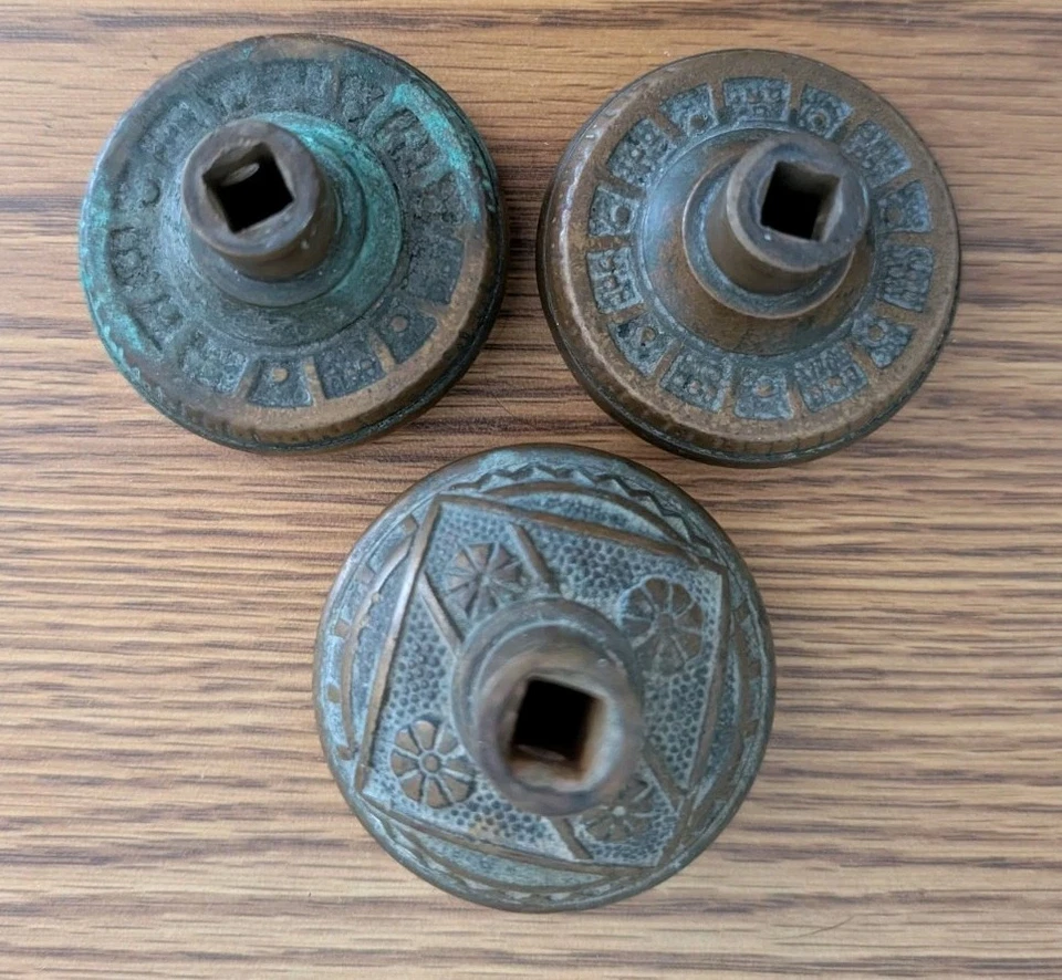 Старинные викторианские дверные ручки L-10500 цветочная латунь 1880 лот из 2 + дополнительные  - Изображение 4 из 4