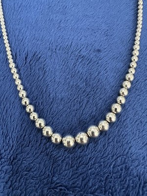 JCM Jacmel Mauritius Sterling Silver 925 Graduated Beaded Ball Necklace 18 