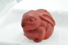 Japanese Clay Bell Pottery Dorei Antique Vintage Red Rabbit