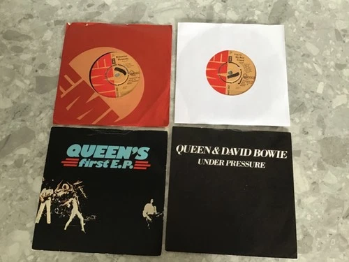 Job Lot Of 4 Queen Vinyl Singles (inc 1 with David Bowie)