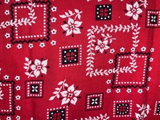 VTG 70 s Western Cowboycore Red Bandana Florals  Squares 22"x21-22"