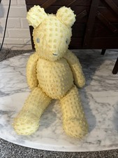 Chenille Yellow Teddy Bear 24 Blue Eyes Vintage Great Condition