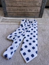 $230 E. MARINELLA men's tie - 100% silk - white with blue medallions - 3 1/4"