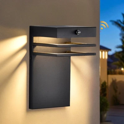 ASHOP LIGHT LED Outdoor Wall Light Dusk to Dawn Black Waterproof Exterior Sconce 3000K