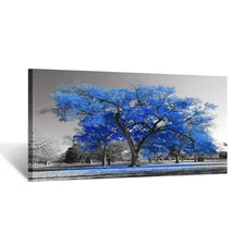 KREATIVE ARTS Canvas Prints Blue Tree Wall Art Painting Contemporary Black an...