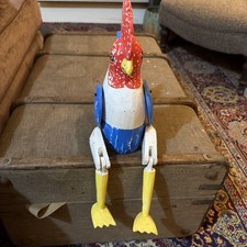 Hand Carved Wooden Rooster. Hand Painted Shelf Sitter. Country Farmhouse. Large