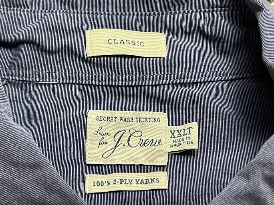 Camisa J Crew Para Hombres XXLT Azul Abotonada Secreto Lavado Algodón Popelina BJ743 Foto 2 de 4