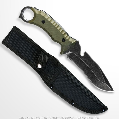 Hunting Knife Olive Moss G10 Handle 12.5cm Blade Full Tang Camping Tactical Army - Picture 1 of 8