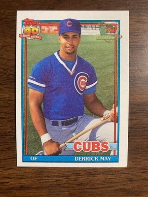 1991 TOPPS DESERT SHIELD BASEBALL #288 DERRICK MAY (CORNER DAMAGE)
