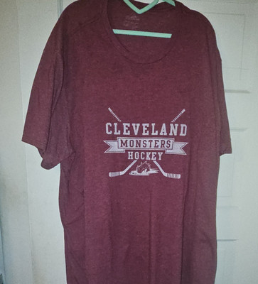 Team Exclusive Cleveland Monsters Maroon Hockey T-Shirt 4XL mens