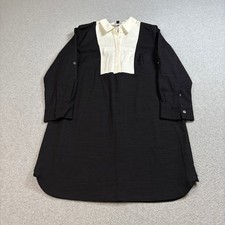 Ann Taylor Dress Womens 12 Black White Button Front Shirt Midi Heritage Academia