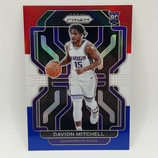 2021-22 Panini Prizm Red White and Blue Prizm Davion Mitchell RC #312 SAC