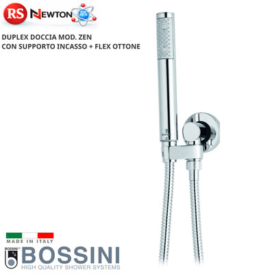 Duplex Duschset ZEN Flexible Knopfbrause Messing 125cm und Halterung D.X