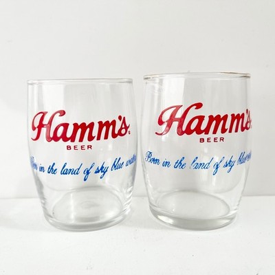 Small Glass Tumblers Advertising Hamm's Beer Mid Century Pub Tavern Decor